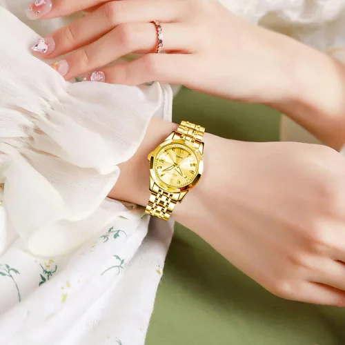 Miniatura 3 de OLEVS Reloj de pulsera para mujer, de acero inoxidable, de dos tonos, de acero inoxidable, analógico, de cuarzo, para mujer