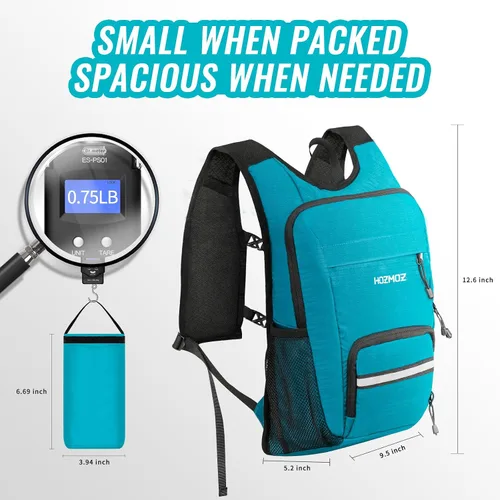Miniatura 7 de HOZMOZ Mochila de senderismo pequeña de 10L para mujeres y hombres, mochila plegable de viaje, mochila plegable para acampar y senderismo