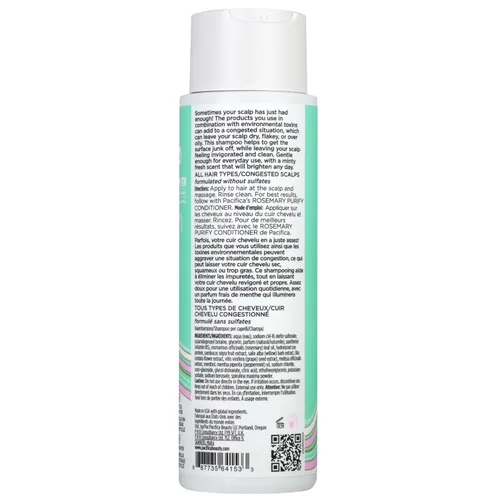 Miniatura 12 de Pacifica Champú Clarificante – Champú Purificante y Revigorante de Romero con Menta Calmante para Desintoxicar el Cabello y el Cuero Cabelludo, Sin