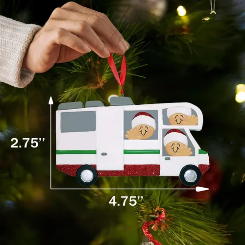 Miniatura 3 de Adorno de Navidad familiar personalizado para caravana 2025 – Decoración personalizada para caravana, autocaravana o remolque de viaje – Regalo