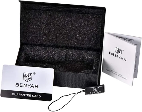 Miniatura 7 de BENYAR - Relojes de cuarzo para hombre cronógrafo de lujo impermeables a la moda de cuero marrón para hombre