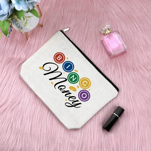 Miniatura 3 de Sfodiary Bolsa de regalo para amantes de los juegos de bingo - Bolsa de cosméticos para amantes del casino para mujeres Bingo Player, White-Bingo