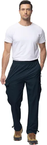 Miniatura 4 de BGOWATU Pantalones de senderismo para hombre, pantalones cargo elásticos resistentes al agua, pantalones ligeros de secado rápido para pesca al aire