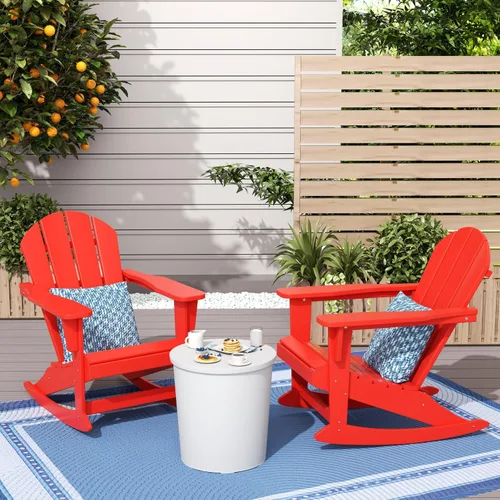 Miniatura 98 de WestinTrends Silla mecedora Malibu de poliéster para exterior/patio Adirondack, Negra