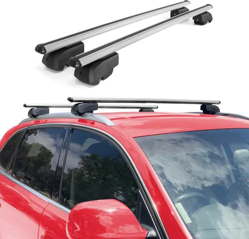 Miniatura 2 de OMAC Portaequipajes con cerradura para Mazda CX-50 2023-2024, color gris, antirrobo, para viajes, kayak, canoa, surf, esquí, snowboard, camping
