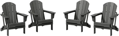 Miniatura 22 de WestinTrends Malibu HDPE - Silla plegable Adirondack de polietileno para exteriores, color negro