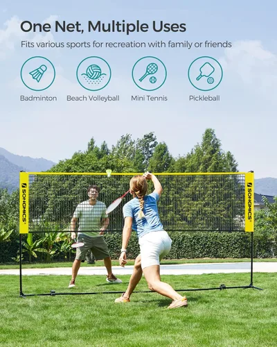 Miniatura 2 de SONGMICS - Red de bádminton ajustable en altura, red de voleibol, red de pickleball para tenis junior, niños, cancha interior y exterior, red