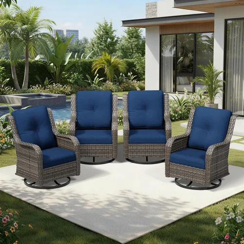 Miniatura 75 de Joyside Juego de sillas de mimbre para patio, juego de 3 piezas de mimbre para exteriores con 2 sillas reposabrazos y 1 mesa auxiliar para terraza