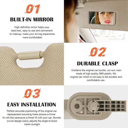 Miniatura 4 de Visera de Sol para Conductor Lado Izquierdo en Beige Reemplazo Compatible con Hyundai Elantra 2011, 2012, 2013, 2014, 2015 Reemplaza 852103X000TX