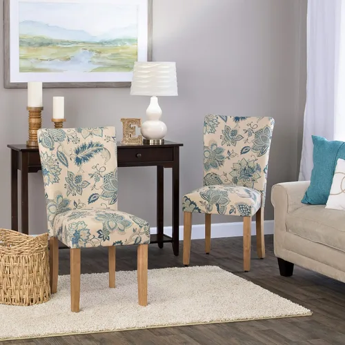 Miniatura 167 de Homepop Silla de comedor con detalles festoneados, sillas de comedor Parsons tapizadas, muebles decorativos para el hogar, tejido gris claro