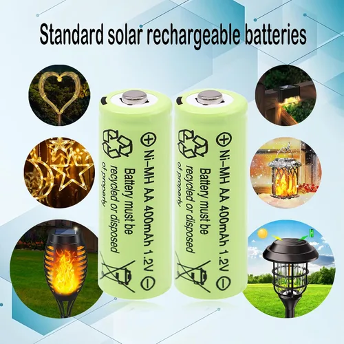 Miniatura 3 de Doble A 1.2 voltios 400 mAh NiMH recargables AA pre-cargadas baterías solares para luces decorativas al aire libre, luz de asta de bandera, mouse