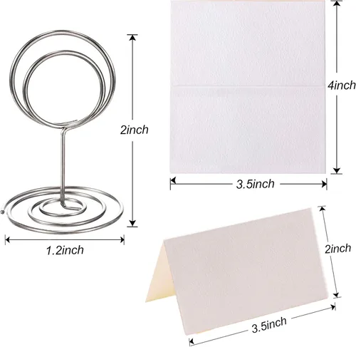 Miniatura 3 de Toncoo 24 portatarjetas de primera calidad y 24 tarjetas de lugar, soporte para tarjetas de mesa pequeño, bonitos soportes para números de mesa
