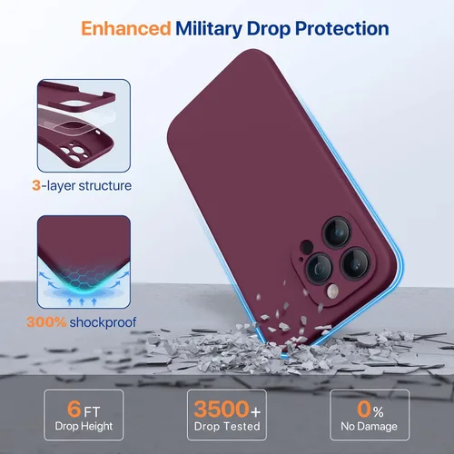 Miniatura 4 de Miracase - Funda diseñada para iPhone 14 Pro Max con protector de pantalla, [protección mejorada de la cámara], funda de silicona líquida a prueba