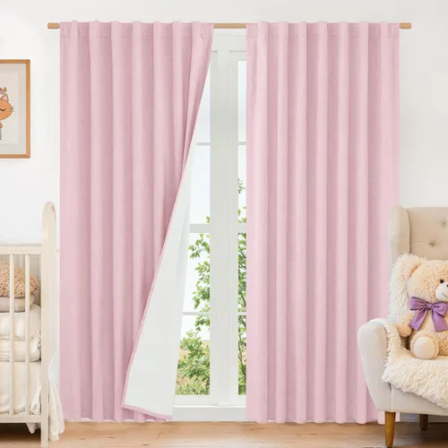 Miniatura 85 de LAMIT Cortinas de lino natural 100 % opacas para ventana, para dormitorio, 45 pulgadas, cortinas térmicas con textura de lino estilo granja