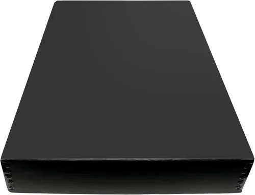 Lineco 13x19 Caja de almacenamiento de museo negra, tapa removible y diseño frontal abatible, 13.5 x 19.5 x 3 pulgadas de archivo con borde Negro