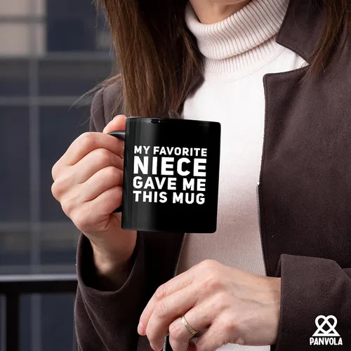 Miniatura 6 de Panvola Mi Sobrina Favorita Me Dio Esta Taza - Taza Divertida para Tío y Tía, Regalos de Sobrina y Sobrino, Día de la Madre, Día del Padre, Negro