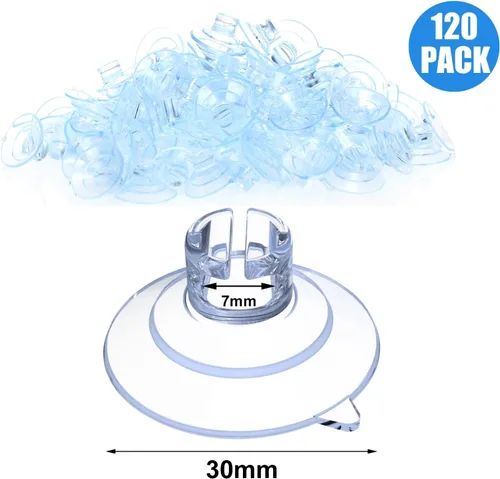 Miniatura 6 de Juego de 120 ventosas de luz de Navidad [Juego de 120] Mini soporte de alambre de ventosa fuerte, cuerda pequeña transparente para ventana, clips