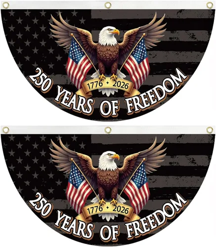 Bandera de banderines con el 250 aniversario de la libertad, pancarta patriótica con diseño de águila estadounidense con ojales de latón, decoración