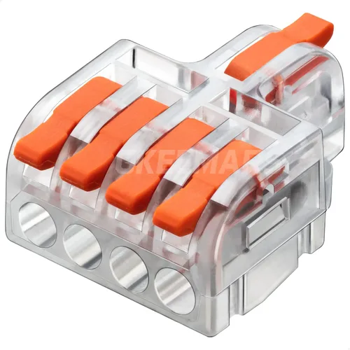 Miniatura 11 de 10 mini conectores de cable eléctrico, empalme de bricolaje en bloques de terminales de conector rápido de 4/6/8/9/10 vías (1 en 3 salidas, PC)