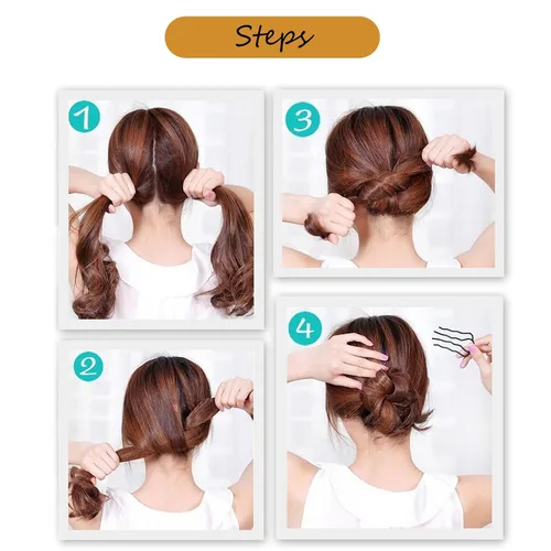 Miniatura 3 de 10 peines laterales para el cabello, clip de horquilla de metal, peine de giro francés, barra updo, herramientas de peinado en forma de U, Multicolor
