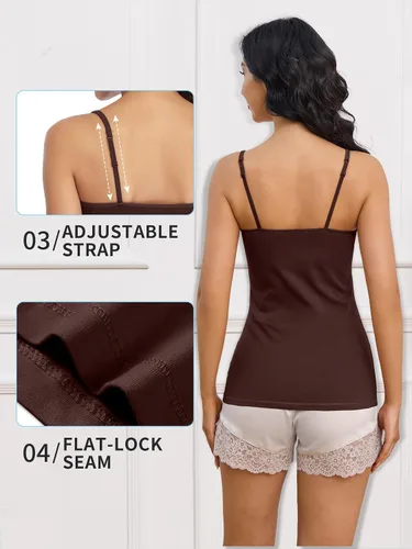 Miniatura 120 de Camisa Attraco de algodón, con tirantes estilo espagueti, con brasier incorporado, 2 paquetes, para mujer