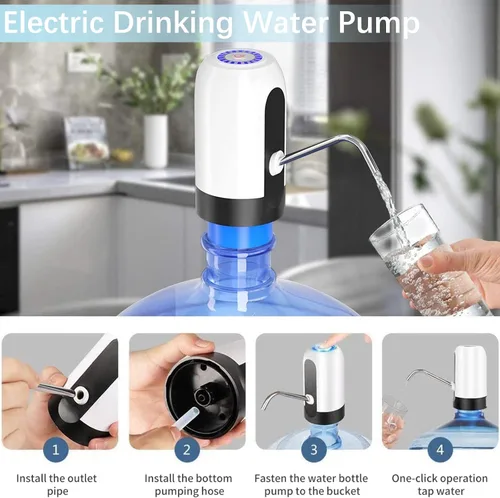 Miniatura 6 de Dispensador de botellas de agua, bomba de agua para botellas de 5 galones, carga USB, batería recargable, dispensador de jarra portátil