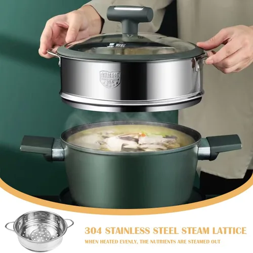 Miniatura 5 de Olla de vapor de acero inoxidable de 7.8 pulgadas de rejilla de cocción redonda para cocina, cesta de vapor para cocina, bollo de albóndigas Dim Sum