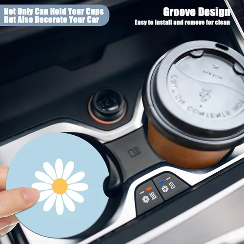 Miniatura 5 de Portavasos para automóvil, posavasos de cerámica absorbente con bandera estadounidense y águila, portavasos para bebidas, accesorios