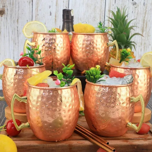 Miniatura 5 de LINALL Moscow Mule - Juego de 6 tazas de acero inoxidable chapadas en cobre de 18 onzas, para bebidas frías (paquete de 6)