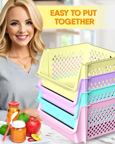 Miniatura 5 de Skywin Contenedores de almacenamiento apilables grandes para despensa, contenedores apilables para organizar alimentos, cocina y baño