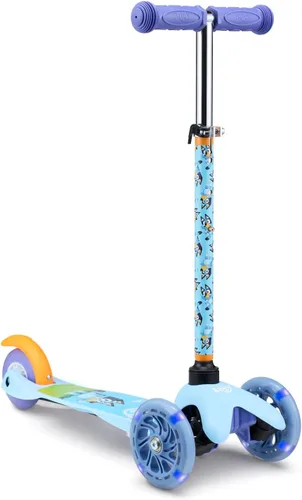 Self Balancing Kick Scooter with Light Up Wheels, Extra Wide Deck, 3 Wheel Platform, Foot Activated Brake, 75 lbs Limit, Kids & Toddlers Girls or