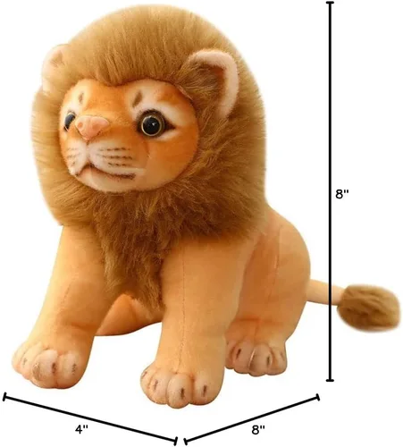 Miniatura 10 de Juguete de peluche de león, león de peluche dorado, animales de simulación de felpa de 11 pulgadas, regalos realistas de león de peluche para niños