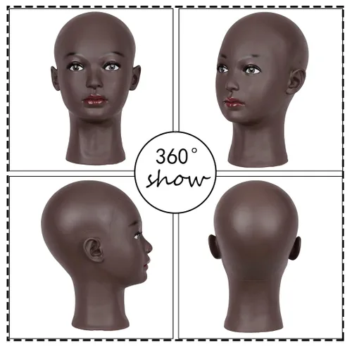 Miniatura 5 de HAIRWAY Cabeza de maniquí calva para mujer, cabeza de maniquí calva para hacer pelucas y exhibir cabeza de muñeca con pasadores en T gratis