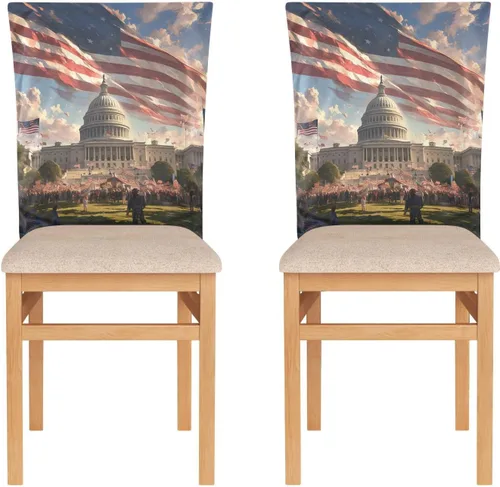 Miniatura 2 de 4th of July Independence Day White House Decorative Dorm Desk Chair Cover for Bedroom Anti-Dust Slip Cover protectores para sillas de comedor 6 Set