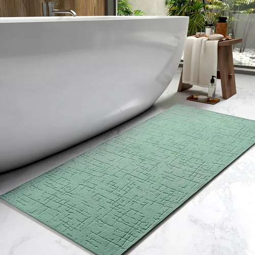 Miniatura 14 de AMOAMI - Tapete de baño - Tapetes de piso de baño absorbentes de secado rápido - Tapetes de baño lavables con respaldo de goma para alfombras