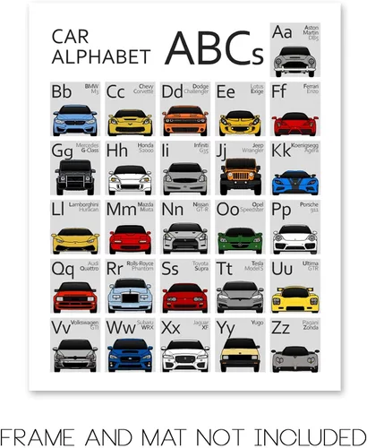 Miniatura 2 de ABC - Póster de automóvil – Impresión hecha a mano de la A a la Z – Impresión satinada de 8 x 10 pulgadas (sin marco) – Regalo para los entusiastas