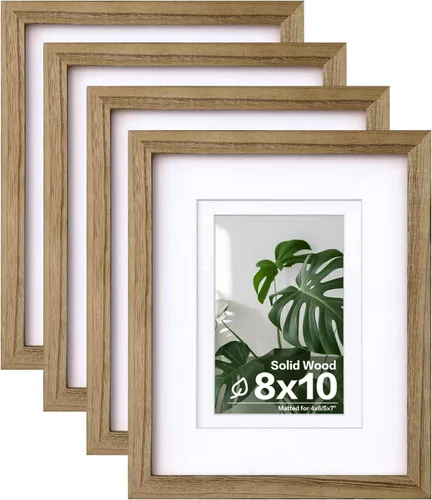 Miniatura 32 de Egofine Juego de 4 portarretratos de 4 x 6, hechos de madera maciza cubierta de plexiglás de 3 x 4.5 pulgadas y 3.5 x 5 pulgadas con paspartú o de 4