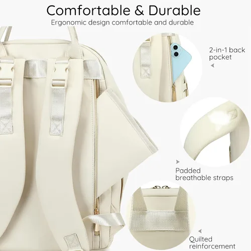 Miniatura 6 de Mochila para pañales, grande, multifuncional, para niños, niñas y bebés, bolsa esencial de viaje con cambiador, bolsillos aislados, correas