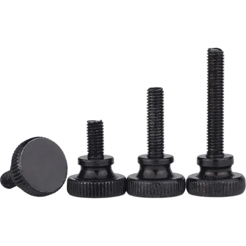 Miniatura 4 de 5 unids M8x10mm negro cabeza alta mano tornillo paso doble capa moleteado ajuste mecánico perno clavo