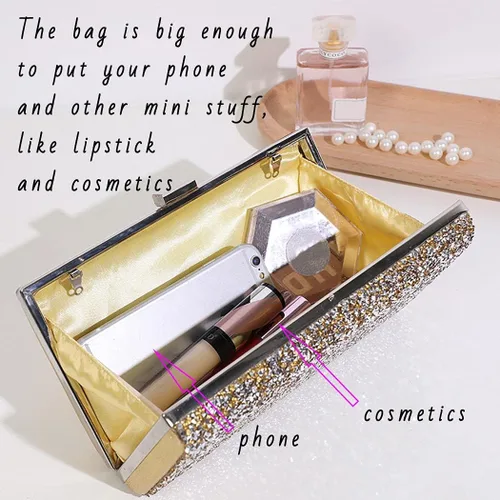 Miniatura 7 de ELABEST Bolso de mano de noche con purpurina de doble cara con diamantes, bolso cruzado, bolsa de fiesta de boda para mujer