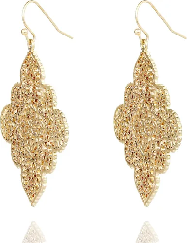 Miniatura 9 de POMINA Aretes colgantes de filigrana celta floral dorada, bohemios, modernos, geométricos, para mujer