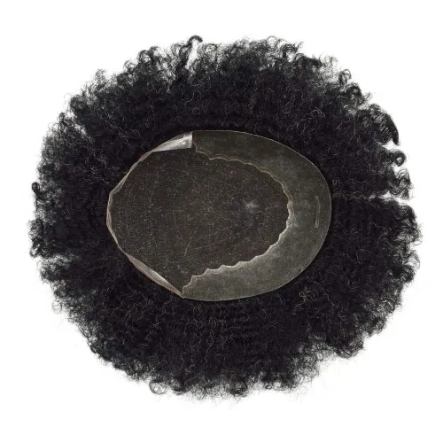 Miniatura 6 de Afro Toupee para hombres negros, encaje frontal brasileño humano brasileño para hombre, sistema de reemplazo de tupé, cabello rizado afro