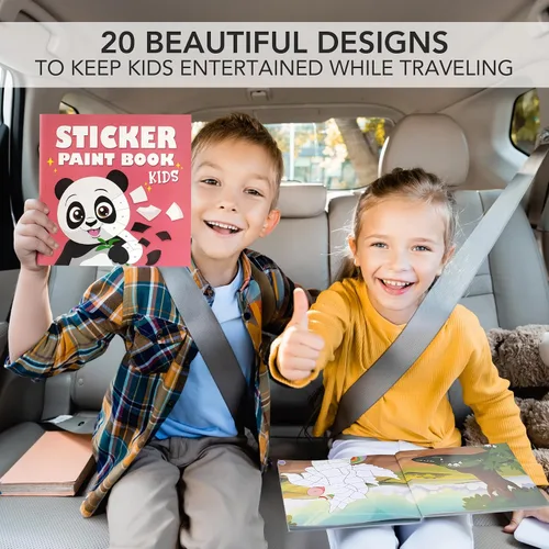 Miniatura 4 de Divertidos Libros de Pintura con Calcomanías para Niños, Juego de 2 – Entretenida Actividad de Calcomanías con Temas Vibrantes que Mantiene a
