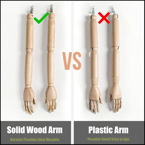 Miniatura 5 de Forma de vestido de torso de maniquí femenino, soporte de cuerpo de modelo de exhibición de ropa con cabeza desmontable y brazos de madera