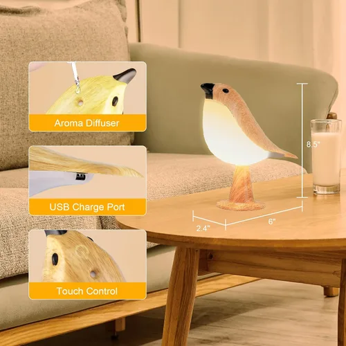 Miniatura 6 de Deogos Paquete de 2 Lámparas de Mesa Lindas con Forma de Pájaro, Control Táctil/Brillo Regulable/3 Temperaturas de Color/Lámpara de Escritorio