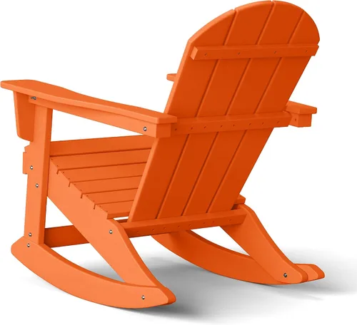 Miniatura 163 de WestinTrends Silla mecedora Malibu de poliéster para exterior/patio Adirondack, Negra