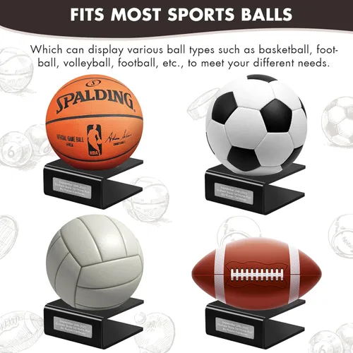 Miniatura 3 de Soporte de bola de acrílico personalizable - Soporte de exhibición para baloncesto, fútbol, rugby, voleibol, fútbol, soporte de pelota con autógrafo