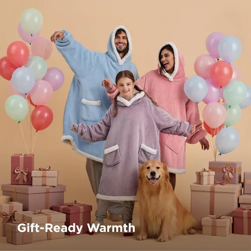 Miniatura 4 de Bedsure Manta con capucha, manta con capucha portátil como regalos para mamá, regalos de cumpleaños para mujeres, niños y adolescentes, sudadera Gris