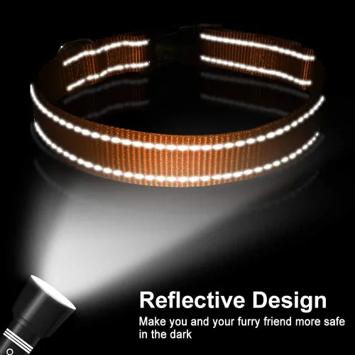Miniatura 6 de FunTags Collar reflectante para perros, collares de nailon resistentes para perros pequeños machos y hembras, collar ajustable para perros