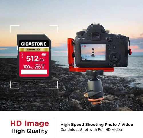 Miniatura 4 de GIGASTONE Tarjeta SD de 512 GB, cámara Plus, tarjeta de memoria SDXC V30 U3 SDXC de alta velocidad, video UHD compatible con cámara digital Canon
